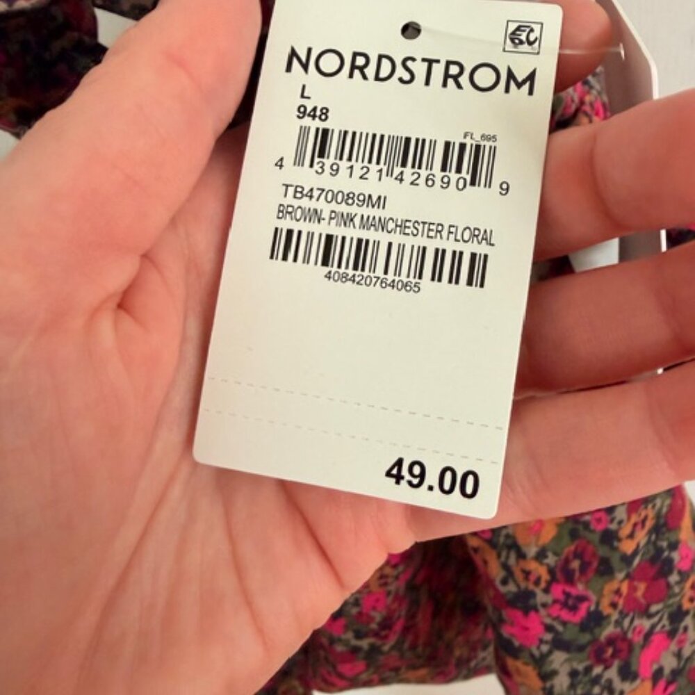 Treasure & Bond Nordstrom Floral Button Front Blouse Large NWT Ruched Straps - Picture 8 of 10